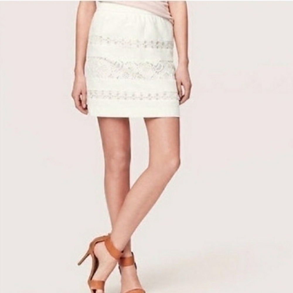 💥NWT💥 ANN TAYLOR LOFT WHITE EYELET SKIRT SZ S 6